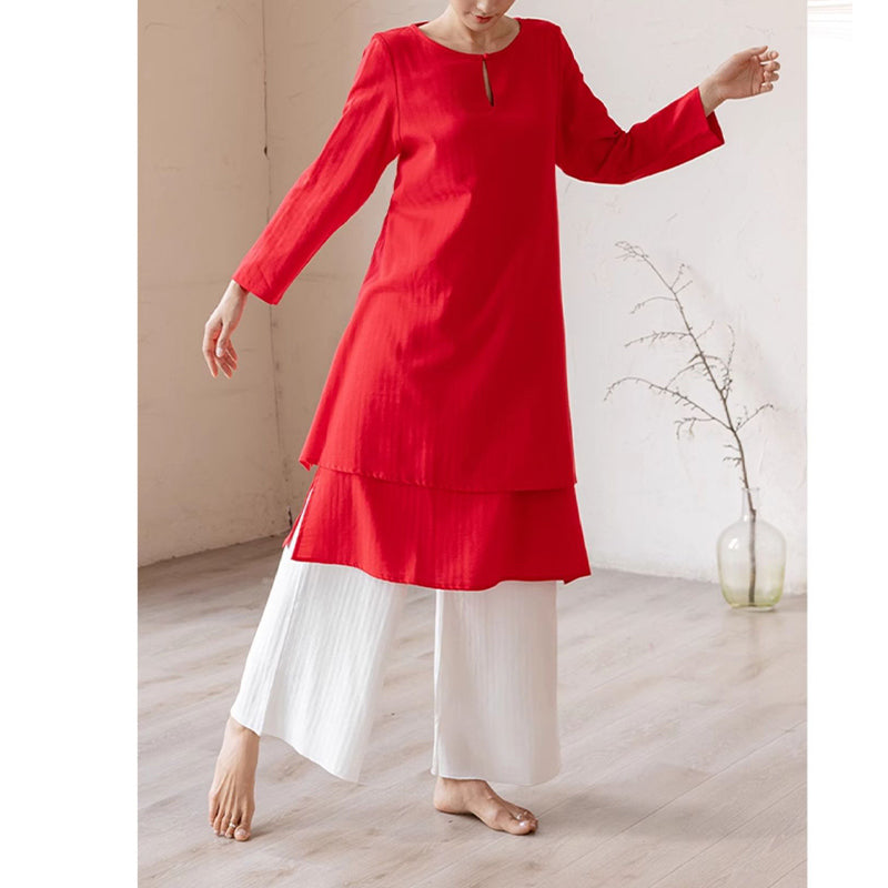 Buddha Stones 2-teiliges schlichtes Design Tai Chi Meditation Yoga Kleidung Top Hosen Damen Set - image 16