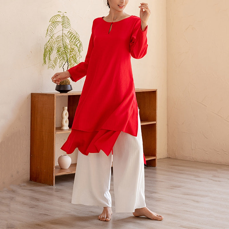 Buddha Stones 2-teiliges schlichtes Design Tai Chi Meditation Yoga Kleidung Top Hosen Damen Set - image 13