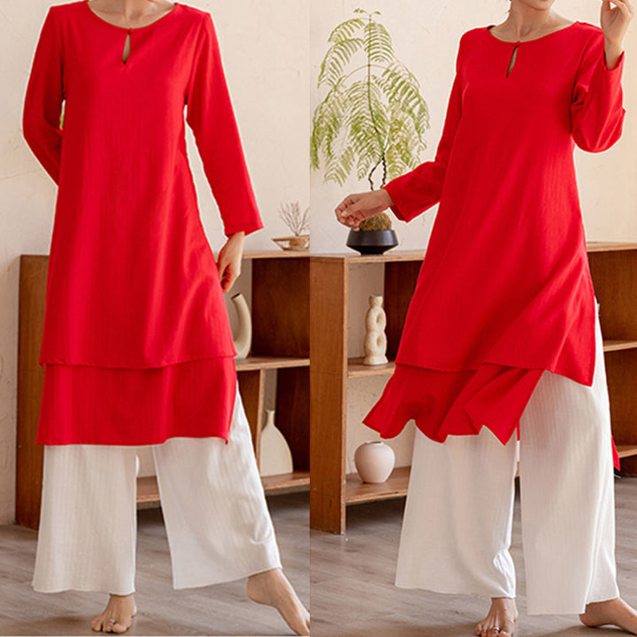 Buddha Stones 2-teiliges schlichtes Design Tai Chi Meditation Yoga Kleidung Top Hosen Damen Set - image 18