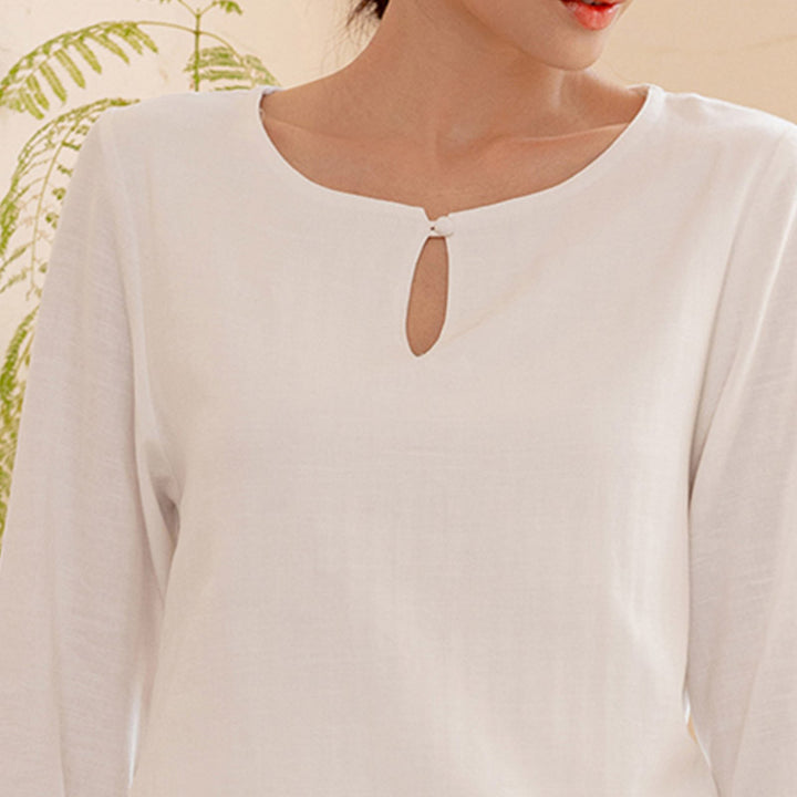 Buddha Stones 2-teiliges schlichtes Design Tai Chi Meditation Yoga Kleidung Top Hosen Damen Set - image 5