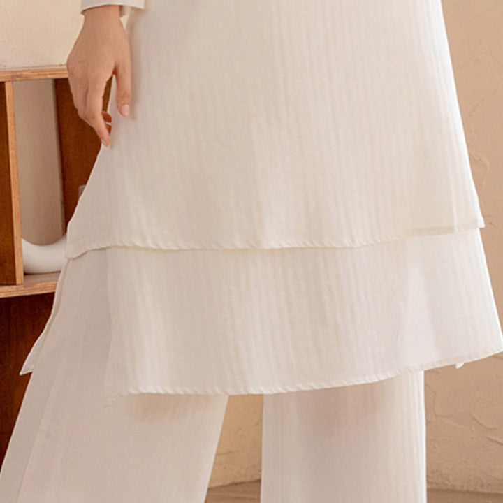 Buddha Stones 2-teiliges schlichtes Design Tai Chi Meditation Yoga Kleidung Top Hosen Damen Set - image 7