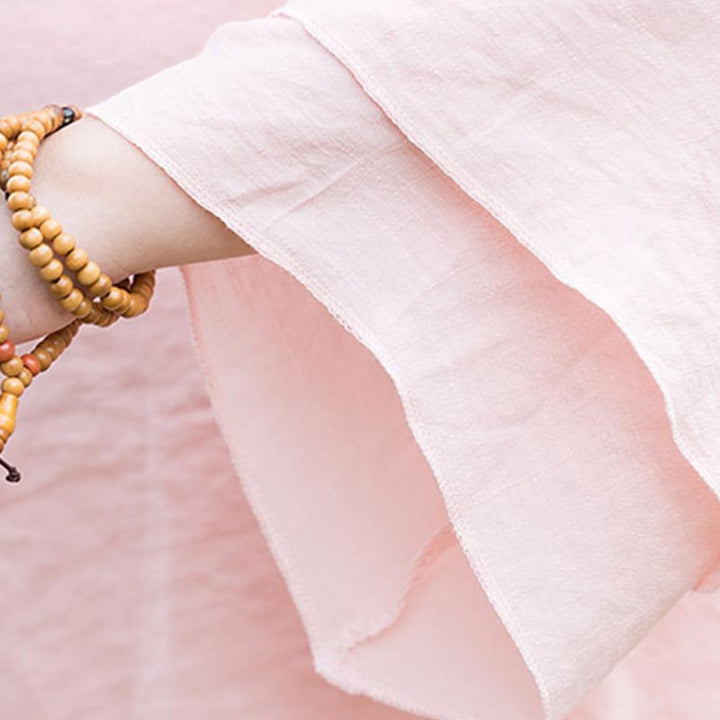 Buddha Stones 2-teiliges schlichtes Design-Oberteil, Hose, Meditation, Yoga, Zen, Tai Chi, Baumwoll-Leinen-Kleidung, Damen-Set - image 7