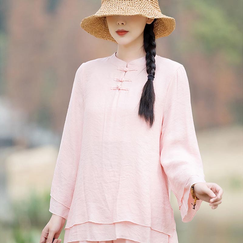 Buddha Stones 2-teiliges schlichtes Design-Oberteil, Hose, Meditation, Yoga, Zen, Tai Chi, Baumwoll-Leinen-Kleidung, Damen-Set - image 5