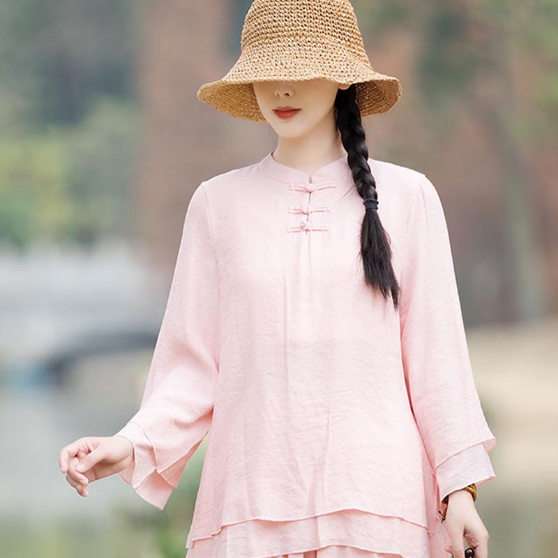 Buddha Stones 2-teiliges schlichtes Design-Oberteil, Hose, Meditation, Yoga, Zen, Tai Chi, Baumwoll-Leinen-Kleidung, Damen-Set - image 13