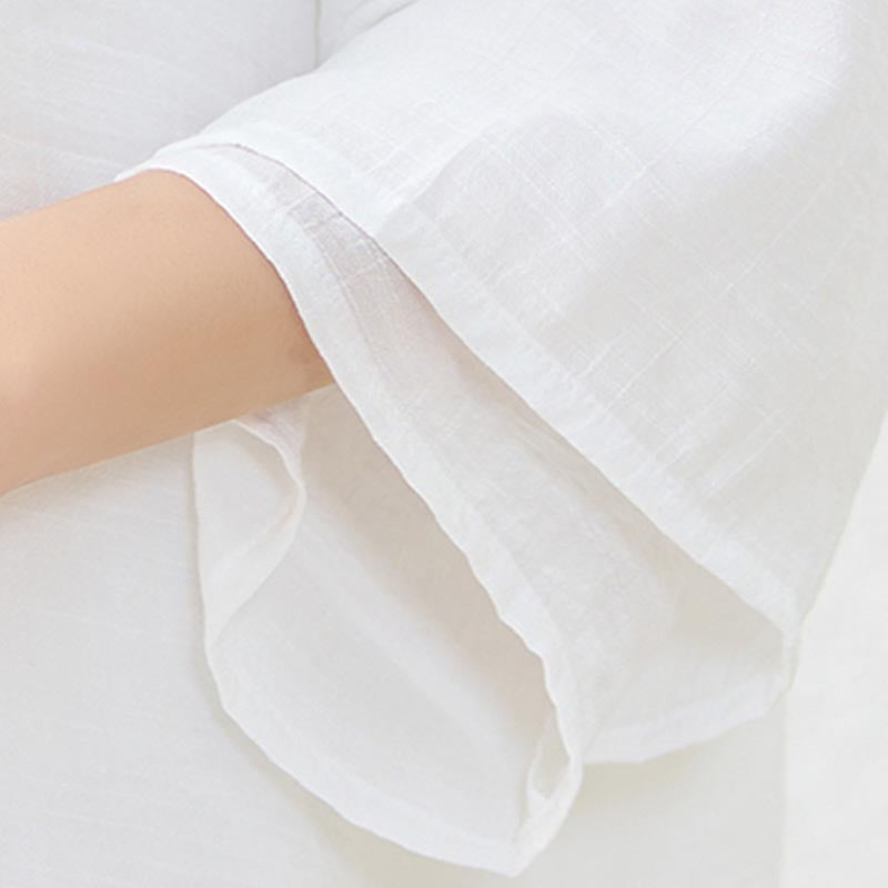 Buddha Stones 2-teiliges einfaches chinesisches Frosch-Knopf-Design, Oberteil, Hose, Meditation, Yoga, Zen, Tai Chi, Baumwollkleidung, Damen-Set - image 14