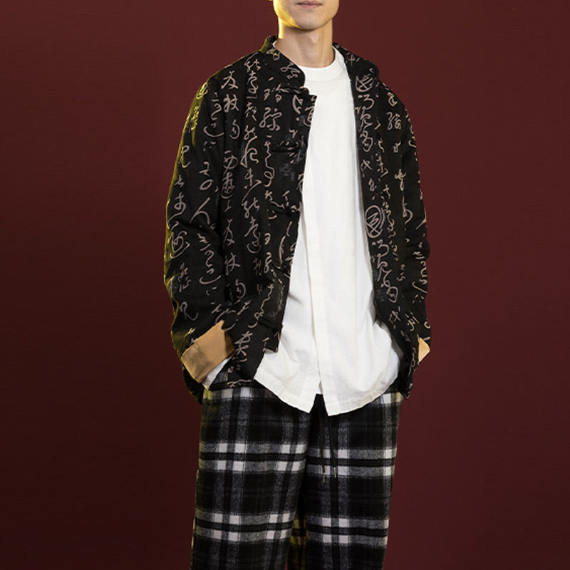 Buddha Stones, chinesische Kalligraphie, Kleidung, Jacke, Mantel, Tang-Anzug, Herrenbekleidung - image 1