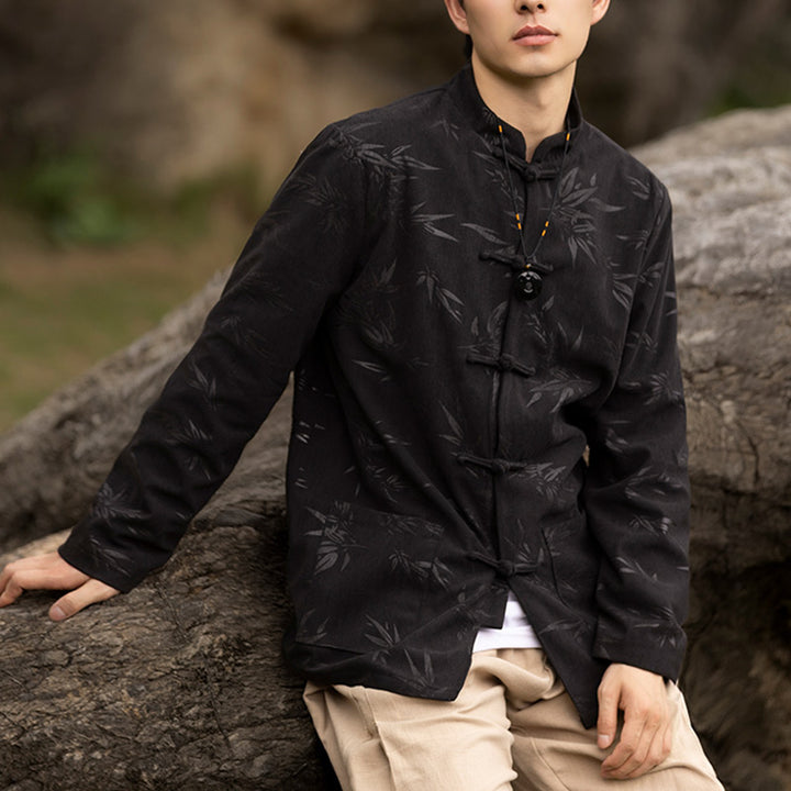 Buddha Stones, Bambusblätter, Kleidung, chinesischer Tang-Anzug, Jacke, Mantel, Herrenbekleidung - image 6