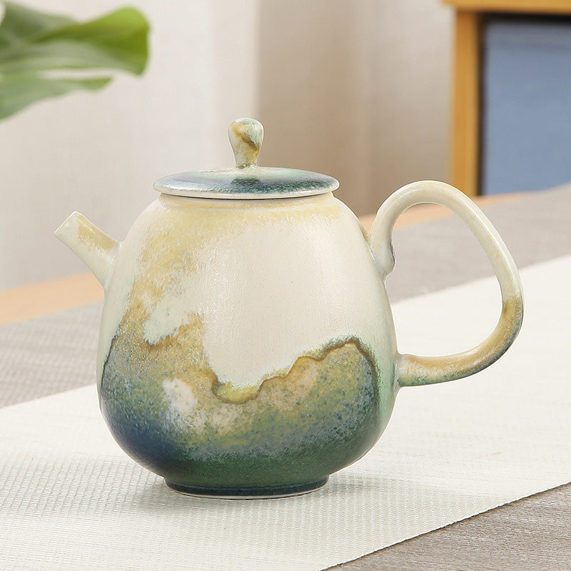 Buddha Stones, grün, beige, chinesischer Gongfu-Tee, Keramik, Kung-Fu-Teekanne, 230 ml - 12 cm × 9,6 cm × 230 ml - image 0