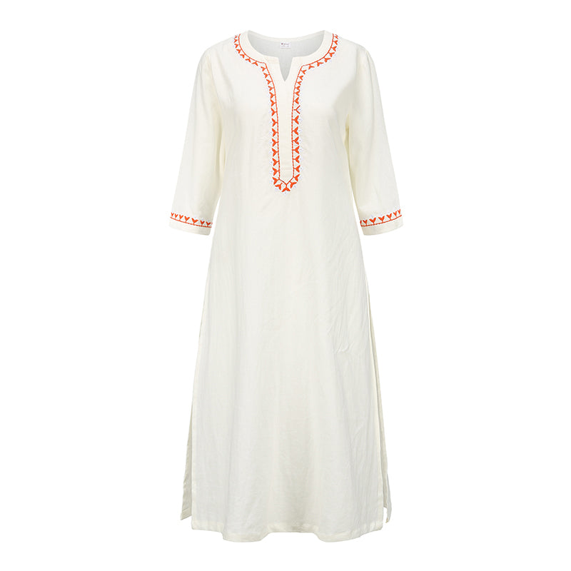 Buddha Stones, 2-teilig, V-Ausschnitt, Stickerei, Yoga-Kleidung, Zen-Meditation, Baumwolle, Leinen, Oberteil, Hose, Damen-Set - Weiß (nur Oberteil) - US 8-10, UK/AU 12-14, EU 40-42 (2XL) - image 19