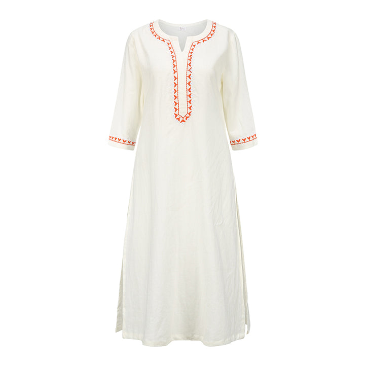 Buddha Stones, 2-teilig, V-Ausschnitt, Stickerei, Yoga-Kleidung, Zen-Meditation, Baumwolle, Leinen, Oberteil, Hose, Damen-Set - Weiß (nur Oberteil) - US 8-10, UK/AU 12-14, EU 40-42 (2XL) - image 19