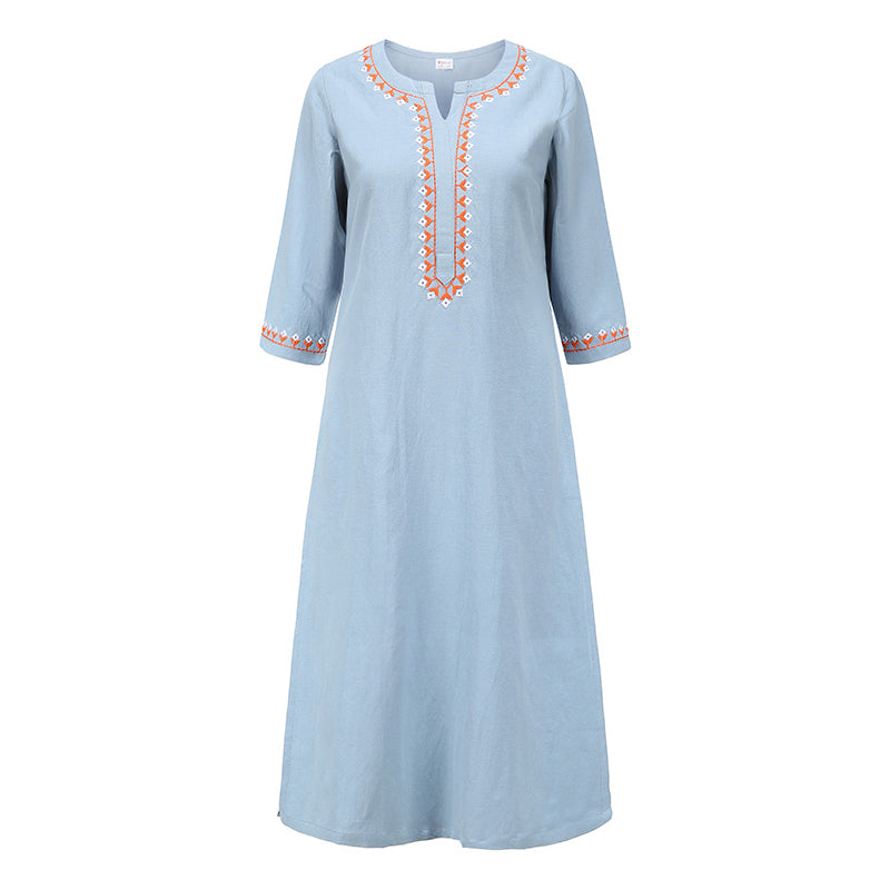 Buddha Stones, 2-teilig, V-Ausschnitt, Stickerei, Yoga-Kleidung, Zen-Meditation, Baumwolle, Leinen, Oberteil, Hose, Damen-Set - Blau (nur Oberteil) - US12， UK/AU16，EU44 (2XL)  - image 20