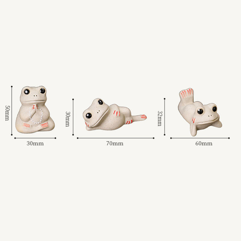 Buddha Stones Mini Kleiner betender Frosch Keramik Reichtum Wohlstand Zuhause Tee Haustier Figur Dekoration - image 7