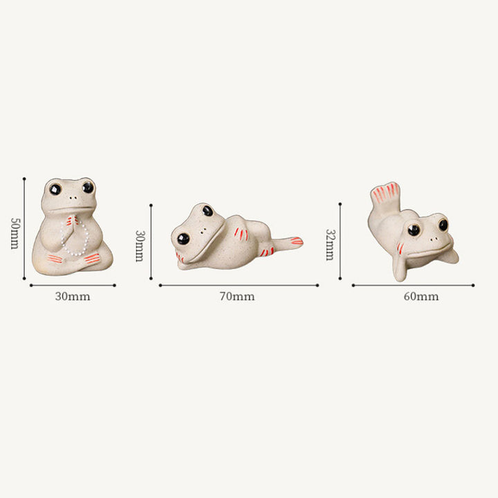 Buddha Stones Mini Kleiner betender Frosch Keramik Reichtum Wohlstand Zuhause Tee Haustier Figur Dekoration - image 7