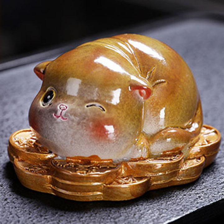 Buddha Stones, Farbwechsel, niedliche Mini-Katze, Kunstharz, Teehaustier, Reichtum, Heimfigur, Dekoration - image 5