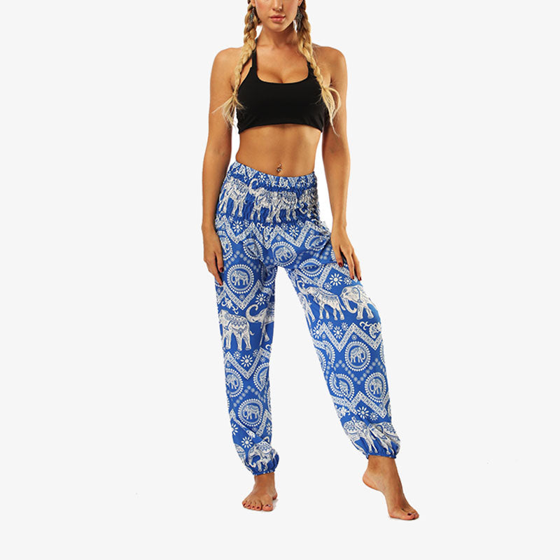 Buddha Stones Hippie-Hose, Baggy-Boho-Lounge-Hose mit hoher Taille und Taschen, Damen-Yogahose