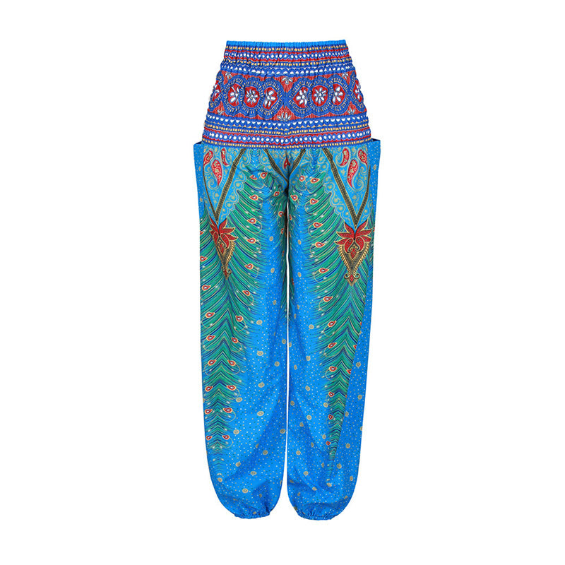 Buddha Stones Hippie-Hose, Baggy-Boho-Lounge-Hose mit hoher Taille und Taschen, Damen-Yogahose