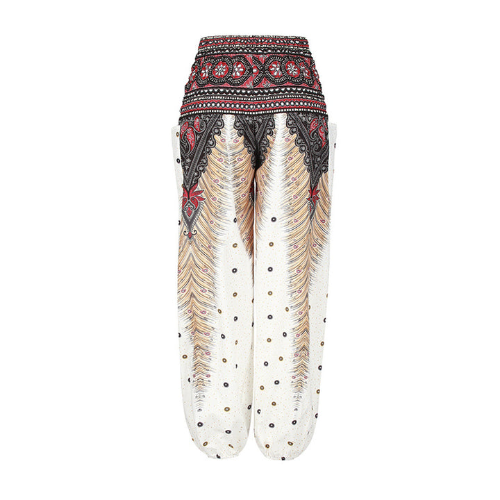 Buddha Stones Hippie-Hose, Baggy-Boho-Lounge-Hose mit hoher Taille und Taschen, Damen-Yogahose