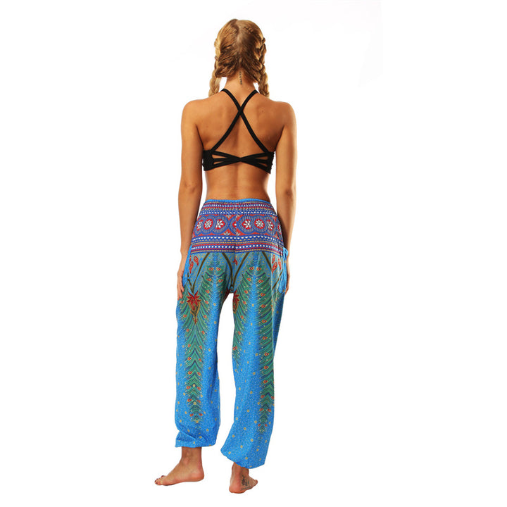 Buddha Stones Hippie-Hose, Baggy-Boho-Lounge-Hose mit hoher Taille und Taschen, Damen-Yogahose