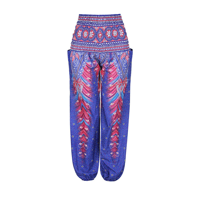 Buddha Stones Hippie-Hose, Baggy-Boho-Lounge-Hose mit hoher Taille und Taschen, Damen-Yogahose