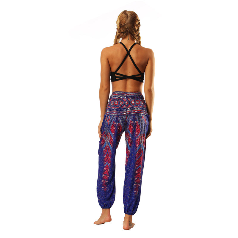 Buddha Stones Hippie-Hose, Baggy-Boho-Lounge-Hose mit hoher Taille und Taschen, Damen-Yogahose