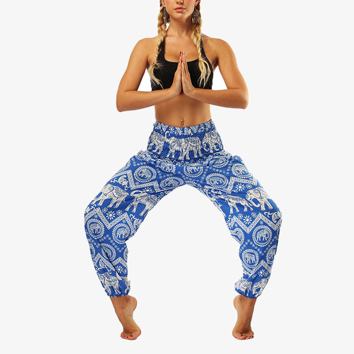 Buddha Stones Hippie-Hose, Baggy-Boho-Lounge-Hose mit hoher Taille und Taschen, Damen-Yogahose