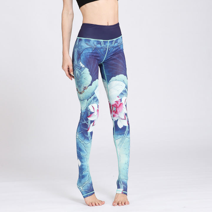 Buddha Stones Lotus Flower Print Design Hose Sport Fitness Yoga Leggings Damen Yogahose - Blauer Lotus - US8-10， UK/AU12-14，EU40-42 (XL) - image 10
