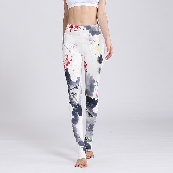 Buddha Stones Lotus Flower Print Design Hose Sport Fitness Yoga Leggings Damen Yogahose - Weißer Tintenlotus - US8-10， UK/AU12-14，EU40-42 (XL) - image 28