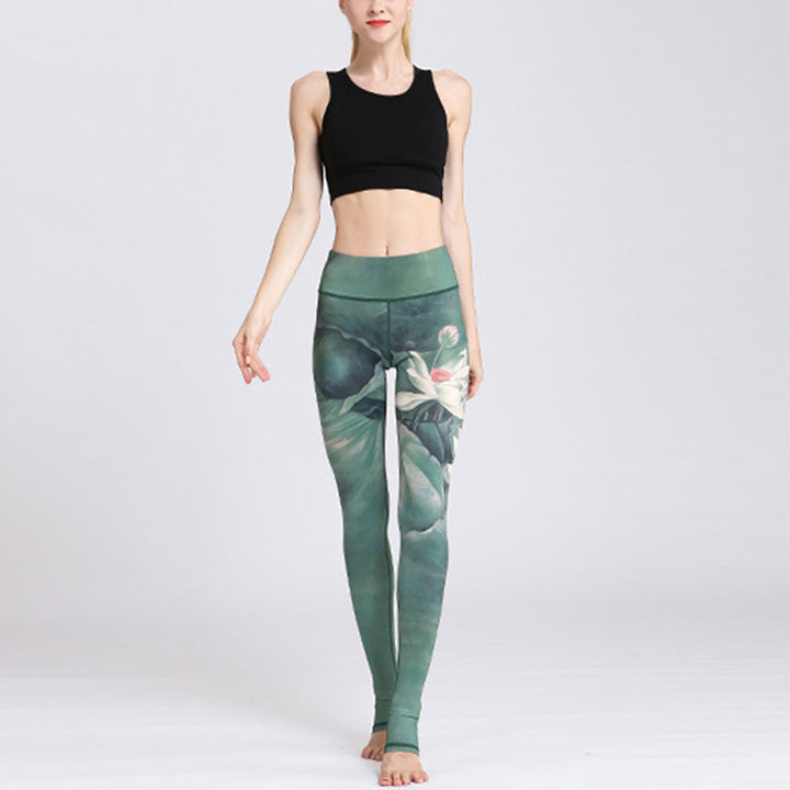 Buddha Stones Lotus Flower Print Design Hose Sport Fitness Yoga Leggings Damen Yogahose - image 6