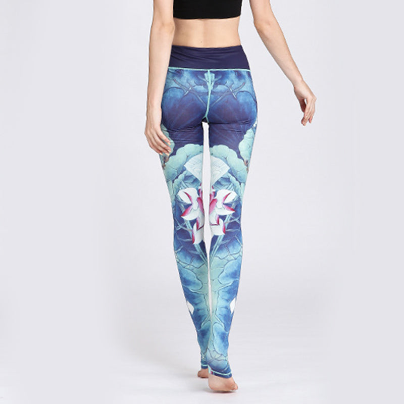 Buddha Stones Lotus Flower Print Design Hose Sport Fitness Yoga Leggings Damen Yogahose