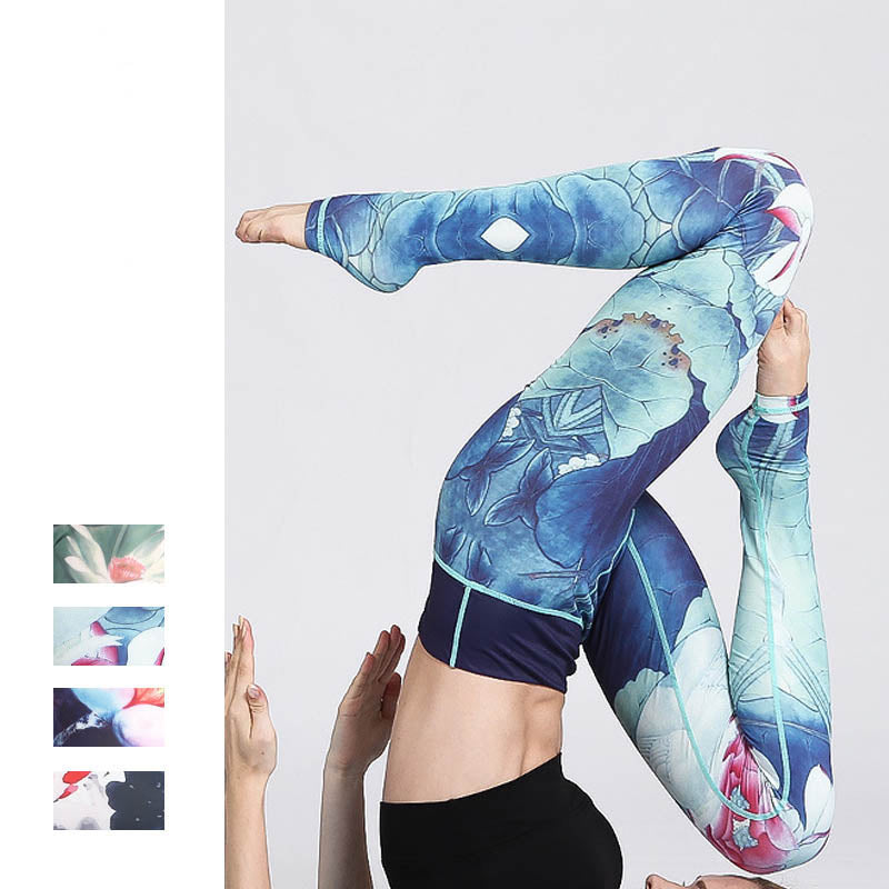 Buddha Stones Lotus Flower Print Design Hose Sport Fitness Yoga Leggings Damen Yogahose