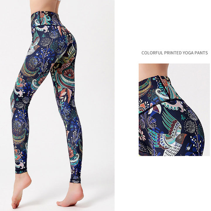 Buddha Stones ​​Blumen Blätter Vögel Print Hose Sport Fitness Yoga Tanz Leggings Damen Yoga Hose - image 8