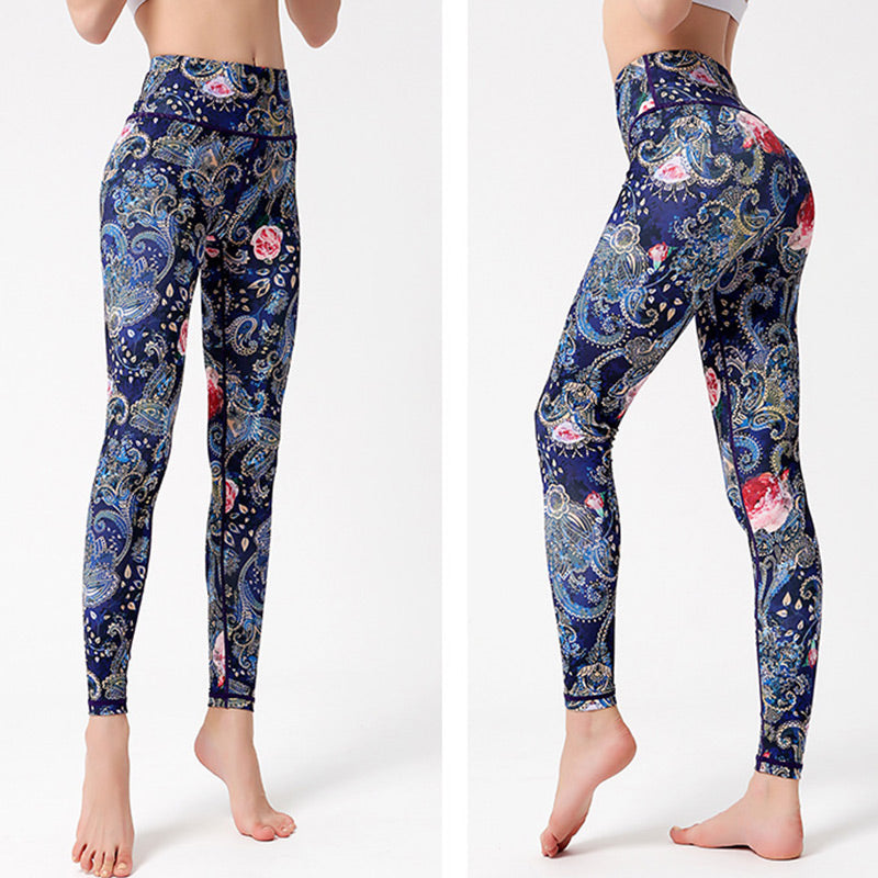 Buddha Stones ​​Blumen Blätter Vögel Print Hose Sport Fitness Yoga Tanz Leggings Damen Yoga Hose - image 10