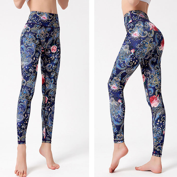 Buddha Stones ​​Blumen Blätter Vögel Print Hose Sport Fitness Yoga Tanz Leggings Damen Yoga Hose - image 10