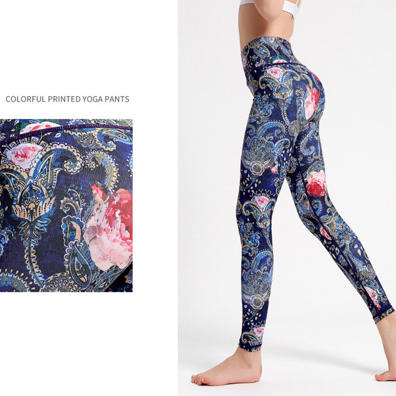 Buddha Stones Blumen Blätter Vögel Print Hose Sport Fitness Yoga Tanz Leggings Damen Yoga Hose