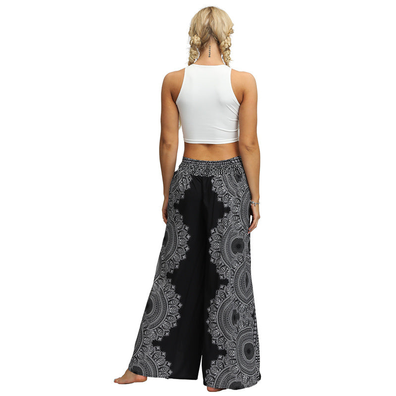 Buddha Stones Boho-Hose, weites Bein, Hose mit Schlitzen, Sport, Fitness, Tanz, Damen-Yogahose