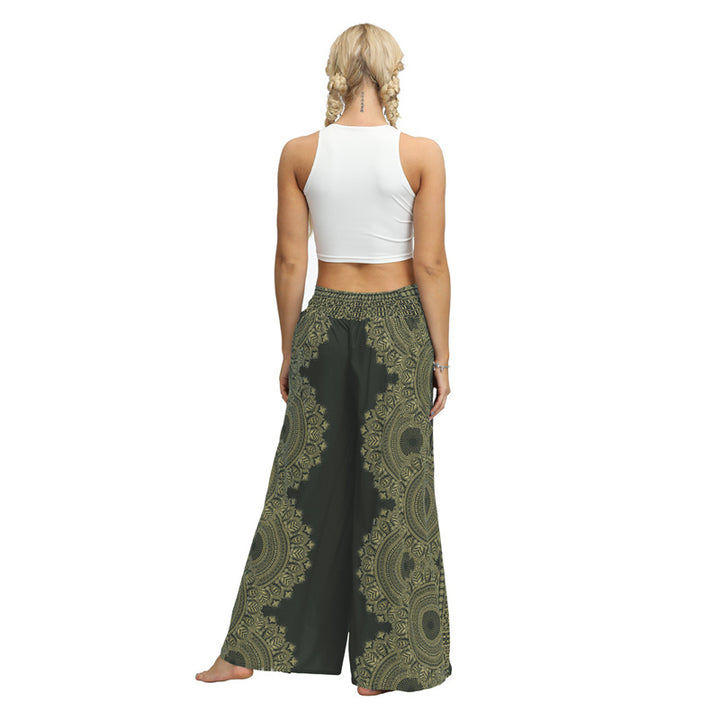 Buddha Stones Boho-Hose, weites Bein, Hose mit Schlitzen, Sport, Fitness, Tanz, Damen-Yogahose