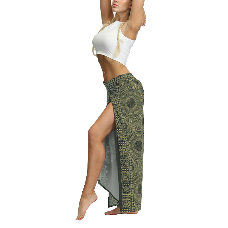 Buddha Stones Boho-Hose, weites Bein, Hose mit Schlitzen, Sport, Fitness, Tanz, Damen-Yogahose