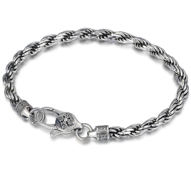 Buddha Stones 925 Sterling Silber Tibet Om Mani Padme Hum Double Dorje Vajra Twisted Design Peace Love Armband - image 1