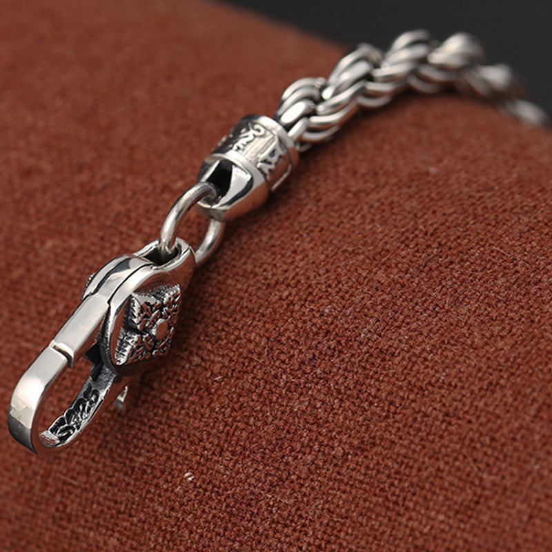 Buddha Stones 925 Sterling Silber Tibet Om Mani Padme Hum Double Dorje Vajra Twisted Design Peace Love Armband - image 5