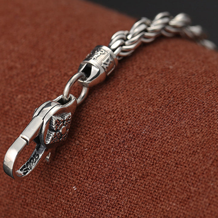 Buddha Stones 925 Sterling Silber Tibet Om Mani Padme Hum Double Dorje Vajra Twisted Design Peace Love Armband - image 5
