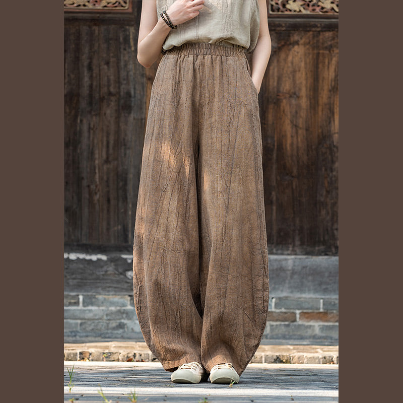 Buddha Stones Ramie Baumwolle Leinen Hose Tie-Dye Design Hose Lose Zen Yoga Damenhose mit Taschen - image 1