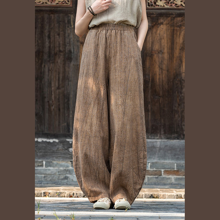 Buddha Stones Ramie Baumwolle Leinen Hose Tie-Dye Design Hose Lose Zen Yoga Damenhose mit Taschen - image 1