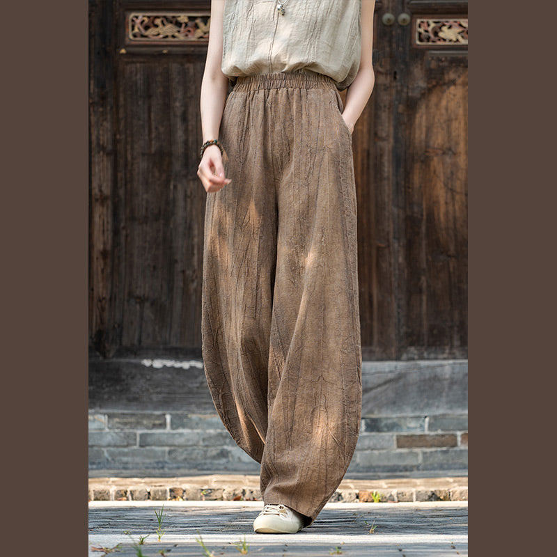 Buddha Stones Ramie Baumwolle Leinen Hose Tie-Dye Design Hose Lose Zen Yoga Damenhose mit Taschen - image 3