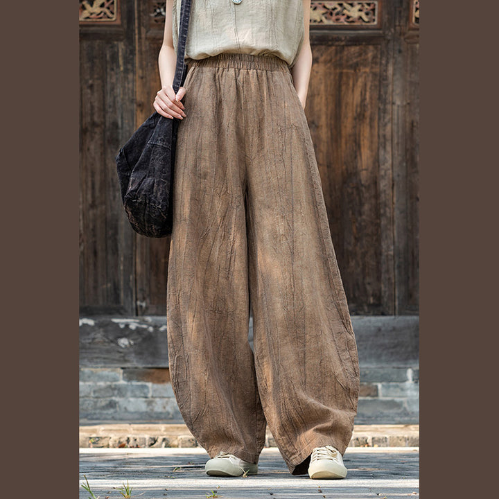 Buddha Stones Ramie Baumwolle Leinen Hose Tie-Dye Design Hose Lose Zen Yoga Damenhose mit Taschen - image 5
