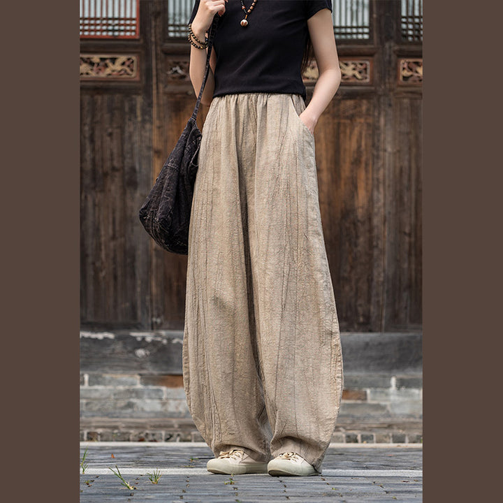 Buddha Stones Ramie Baumwolle Leinen Hose Tie-Dye Design Hose Lose Zen Yoga Damenhose mit Taschen - image 12