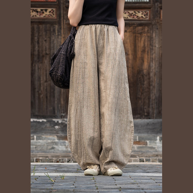 Buddha Stones Ramie Baumwolle Leinen Hose Tie-Dye Design Hose Lose Zen Yoga Damenhose mit Taschen - image 9