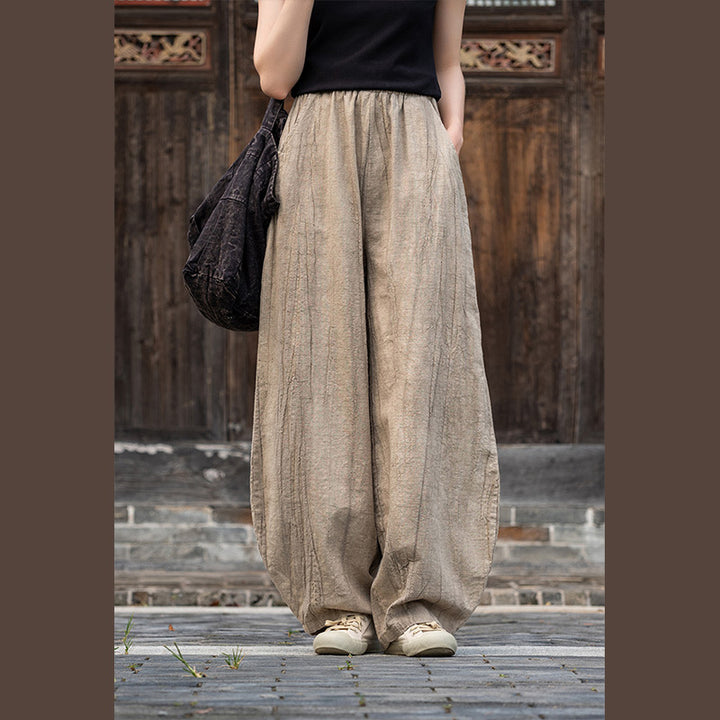 Buddha Stones Ramie Baumwolle Leinen Hose Tie-Dye Design Hose Lose Zen Yoga Damenhose mit Taschen - image 9