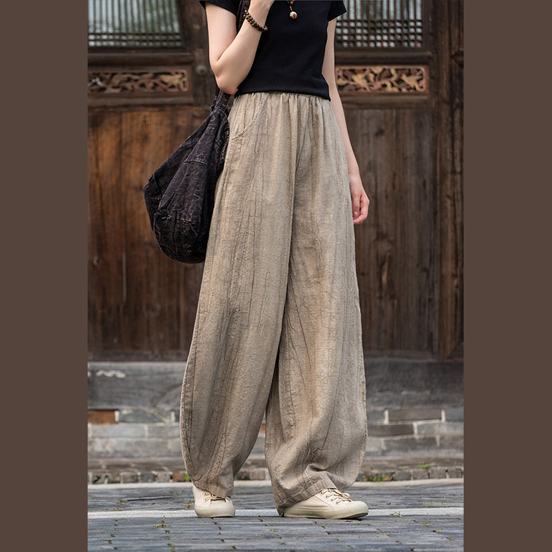 Buddha Stones Ramie Baumwolle Leinen Hose Tie-Dye Design Hose Lose Zen Yoga Damenhose mit Taschen - image 13
