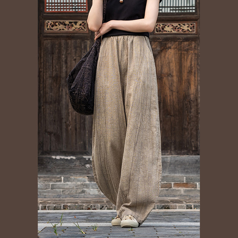 Buddha Stones Ramie Baumwolle Leinen Hose Tie-Dye Design Hose Lose Zen Yoga Damenhose mit Taschen - image 10