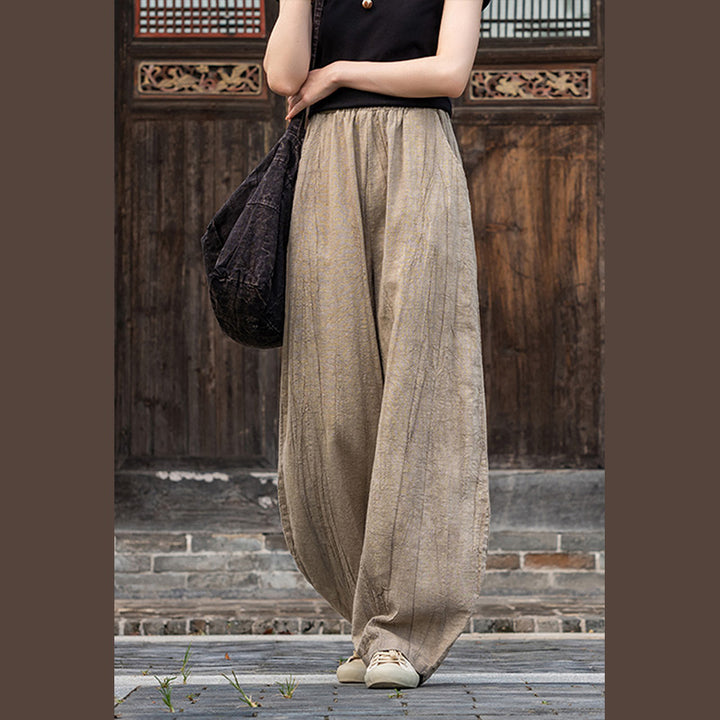 Buddha Stones Ramie Baumwolle Leinen Hose Tie-Dye Design Hose Lose Zen Yoga Damenhose mit Taschen - image 10